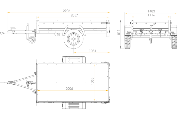 Remorque de jardin 200 Kipp avec roue jockey, châssis H-0 et bâche bleue – Image 3